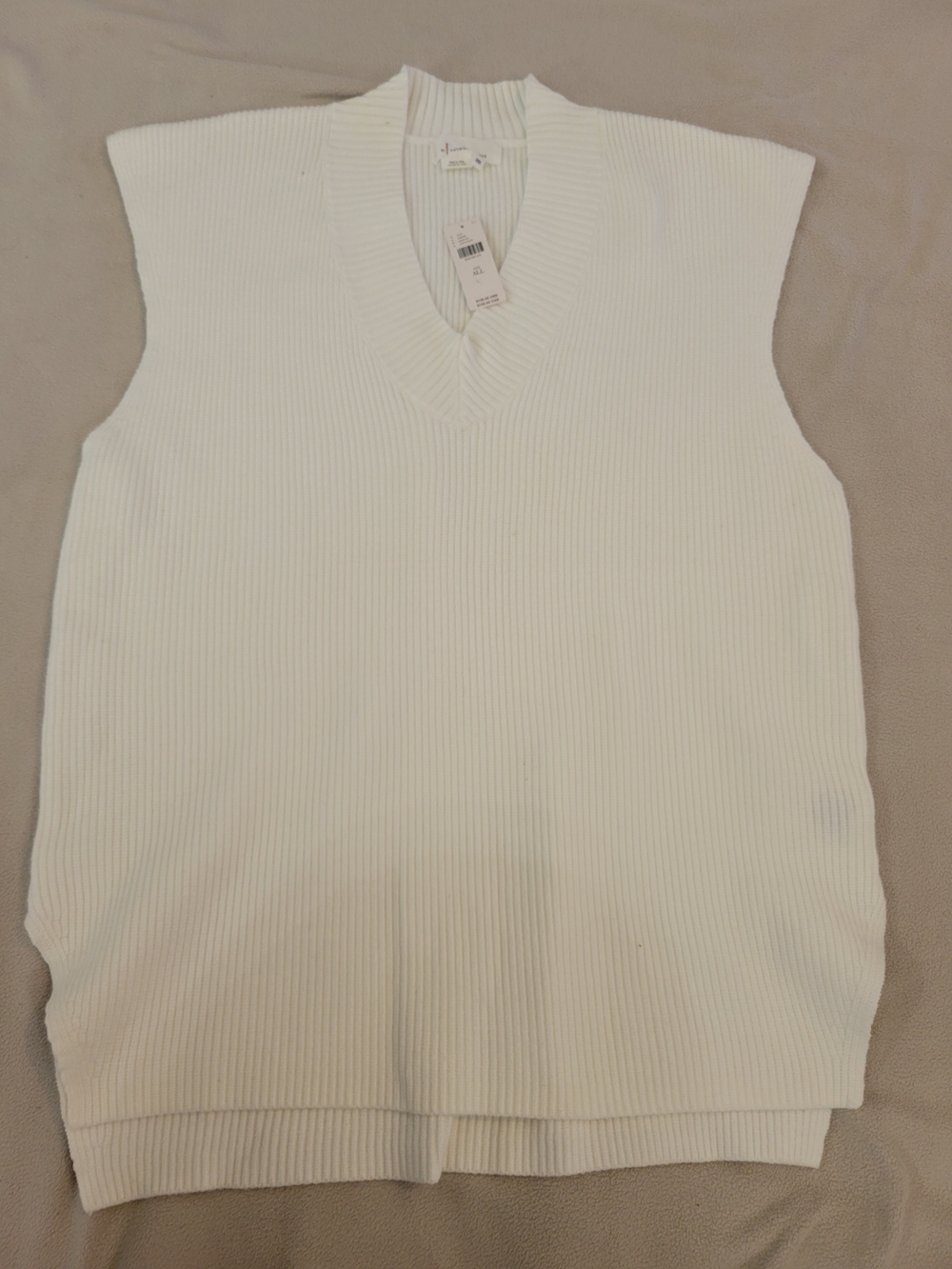 Anthropologie Womens V-Neck Ribbed Sweater Vest - White